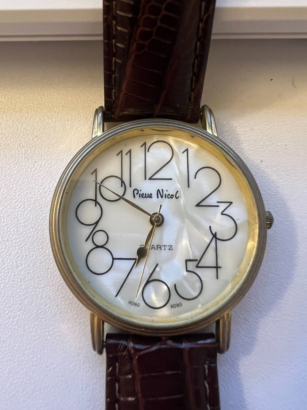 Pierre Nicol Whimsical Numeral Watch – Brown Leather Strap